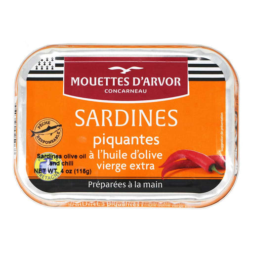 Mouettes d'Arvor - All-Natural Sardines in EVOO with Chili Pepper, 4oz (115g) - myPanier