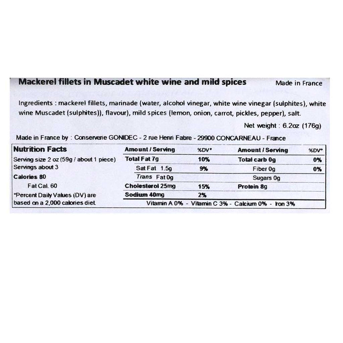 Mouettes d'Arvor - Mackerel Fillets in Muscadet Wine, 176g (6.3 oz) - myPanier