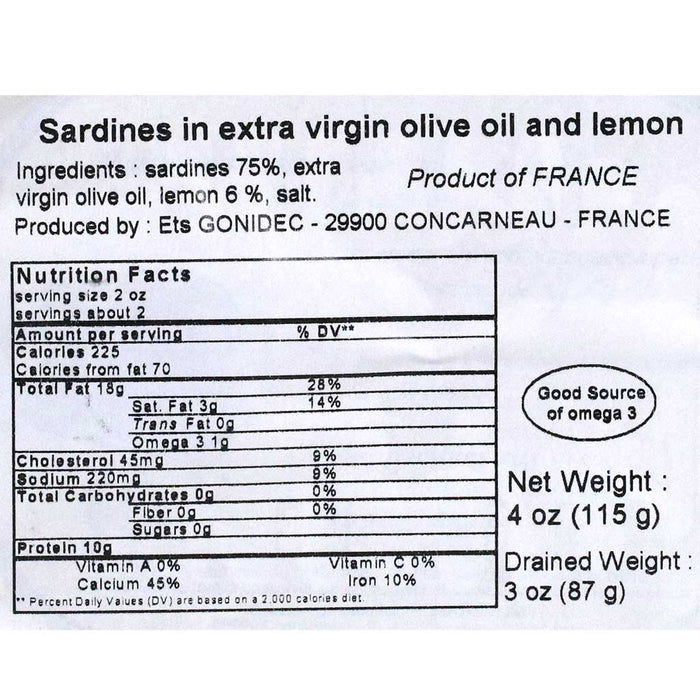 Mouettes d'Arvor - Sardines with Olive Oil and Lemon, 115g (4.1 oz) - myPanier