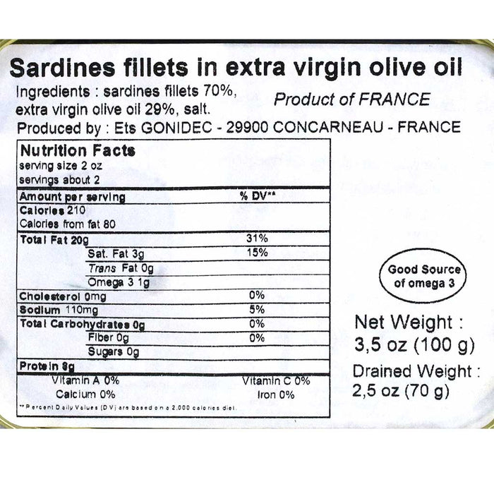Mouettes d'Arvor - Sardines in Olive Oil, 100g (3.5oz) - myPanier