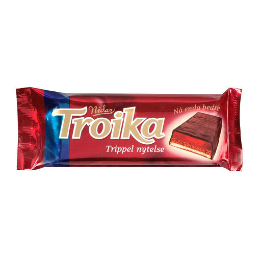 Nidar - Troika Dark Chocolate with Marzipan, Truffles & Raspberry Jelly, 2.29oz (65g) Bar - myPanier
