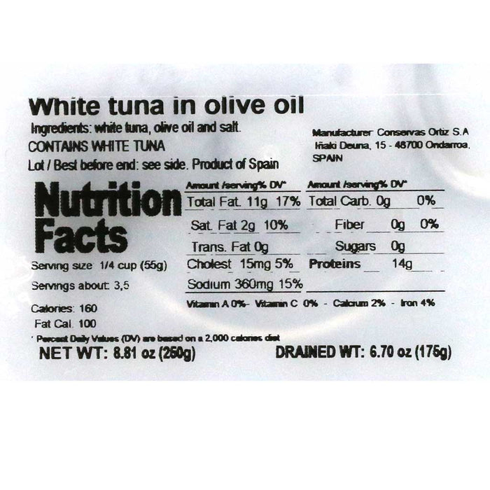 Ortiz - White Bonito Tuna in Olive Oil, 250g Round Tin - myPanier