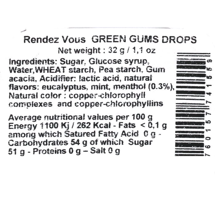Traditional French Green Gum Drops, 32g - myPanier