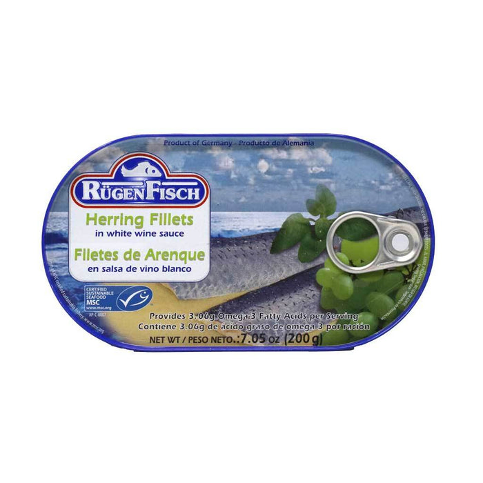 Rugen Fisch - Herring Fish Fillets in White Wine Sauce, 7.1oz (200g) Tin - myPanier