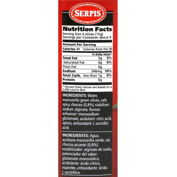 Serpis - Spicy Chorizo Stuffed Olives, 4.59oz (130g) - myPanier