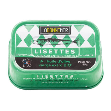 La Bonne Mer - Small Mackerels 'Lisettes' with Organic Olive Oil, 135g (4.7oz) Tin - myPanier
