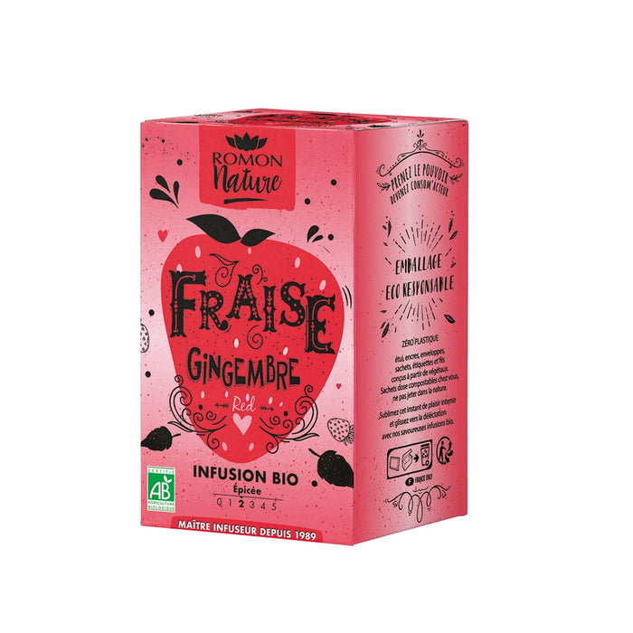 Romon Nature - Organic Strawberry Ginger Tea - 16 Bags - myPanier