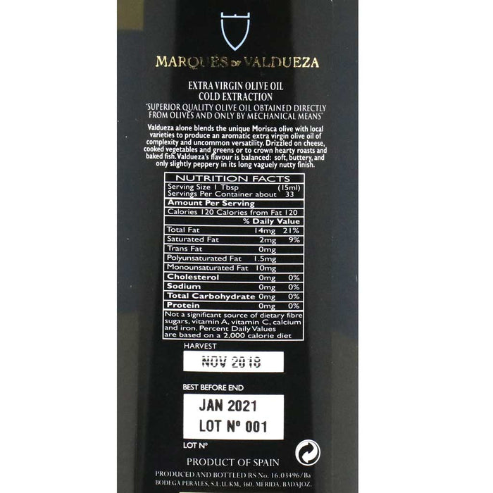 Marques de Valdueza - Extra Virgin Olive Oil, 500ml (16.9 Fl oz) - myPanier