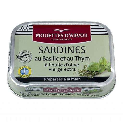 Mouettes d'Arvor - Sardines with Basil and Thyme, 115g (4.1 oz) - myPanier