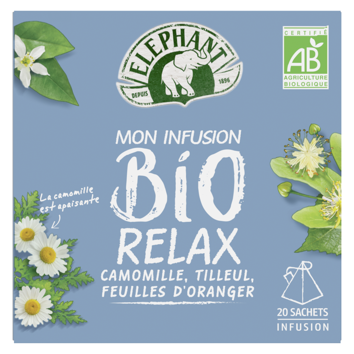 Elephant - Infusion Organic Relax Chamomile Linden, 20 Bags, 26g (1oz)