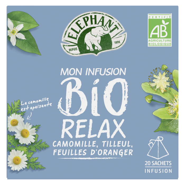 Elephant - Infusion Organic Relax Chamomile Linden, 20 Sachets, 26g (1oz) - myPanier